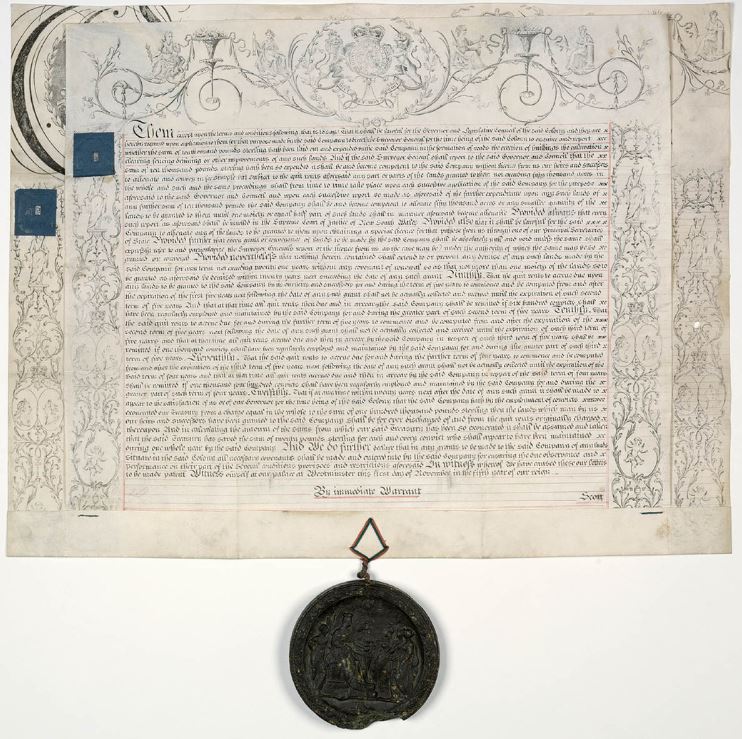 Australian Agricultural Company Royal Charter and Seal, 1824 (Courtesy of the State Library of New South Wales).