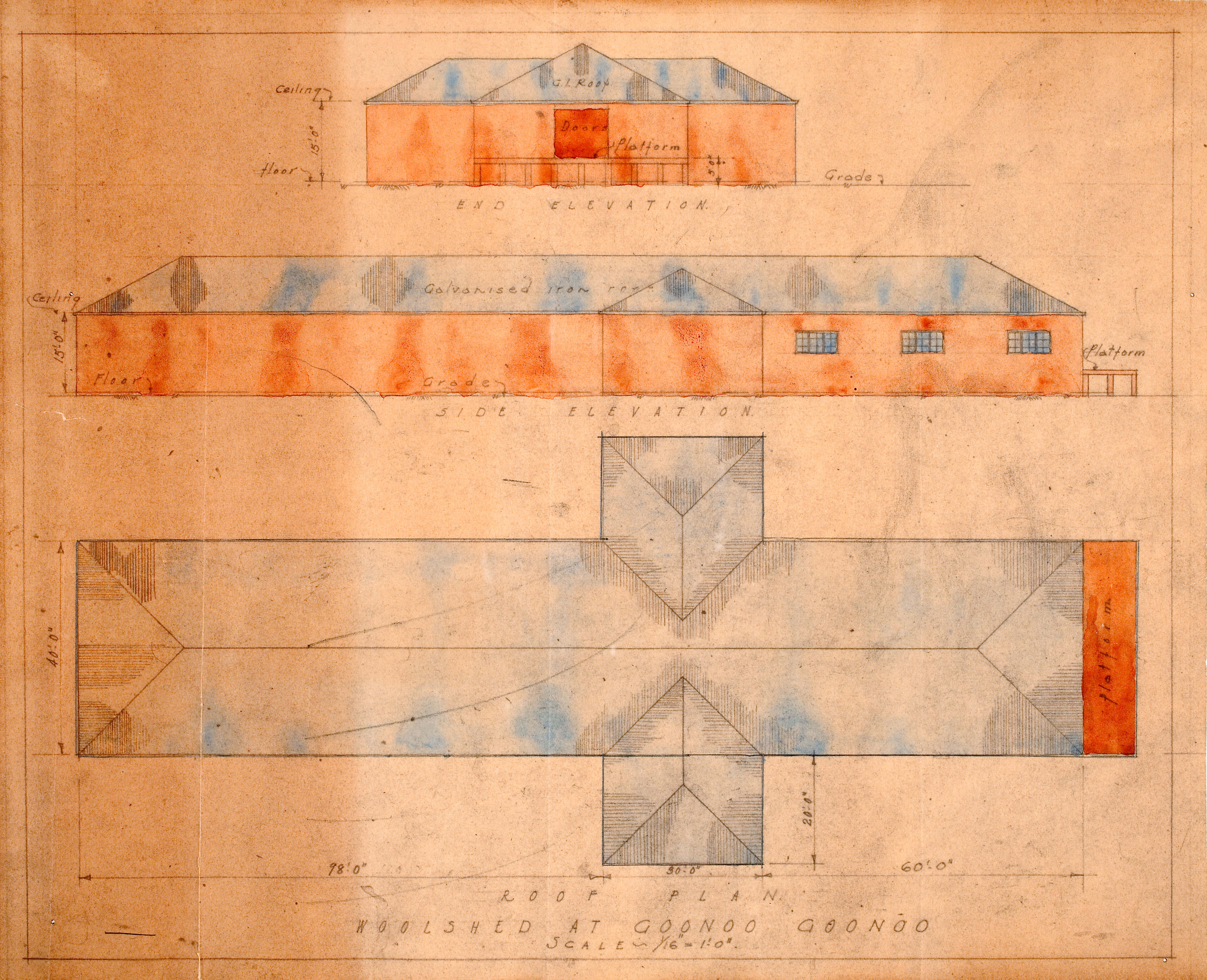 Plan of the woolshed at Goonoo Goonoo, Peel Estate, New South Wales, undated (Z241-28J). 