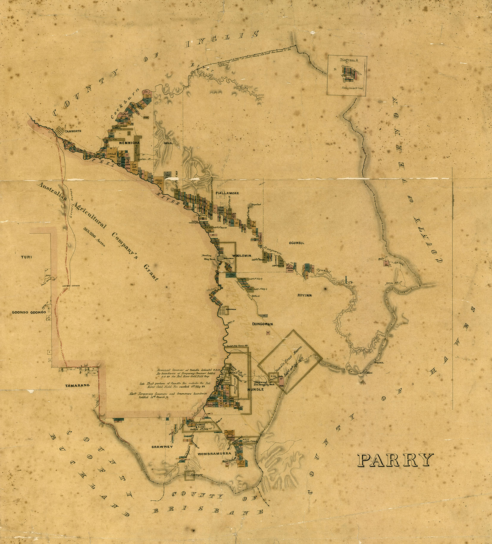 Map of the Peel Goldfields, Northern New South Wales, 1870 (A213). 