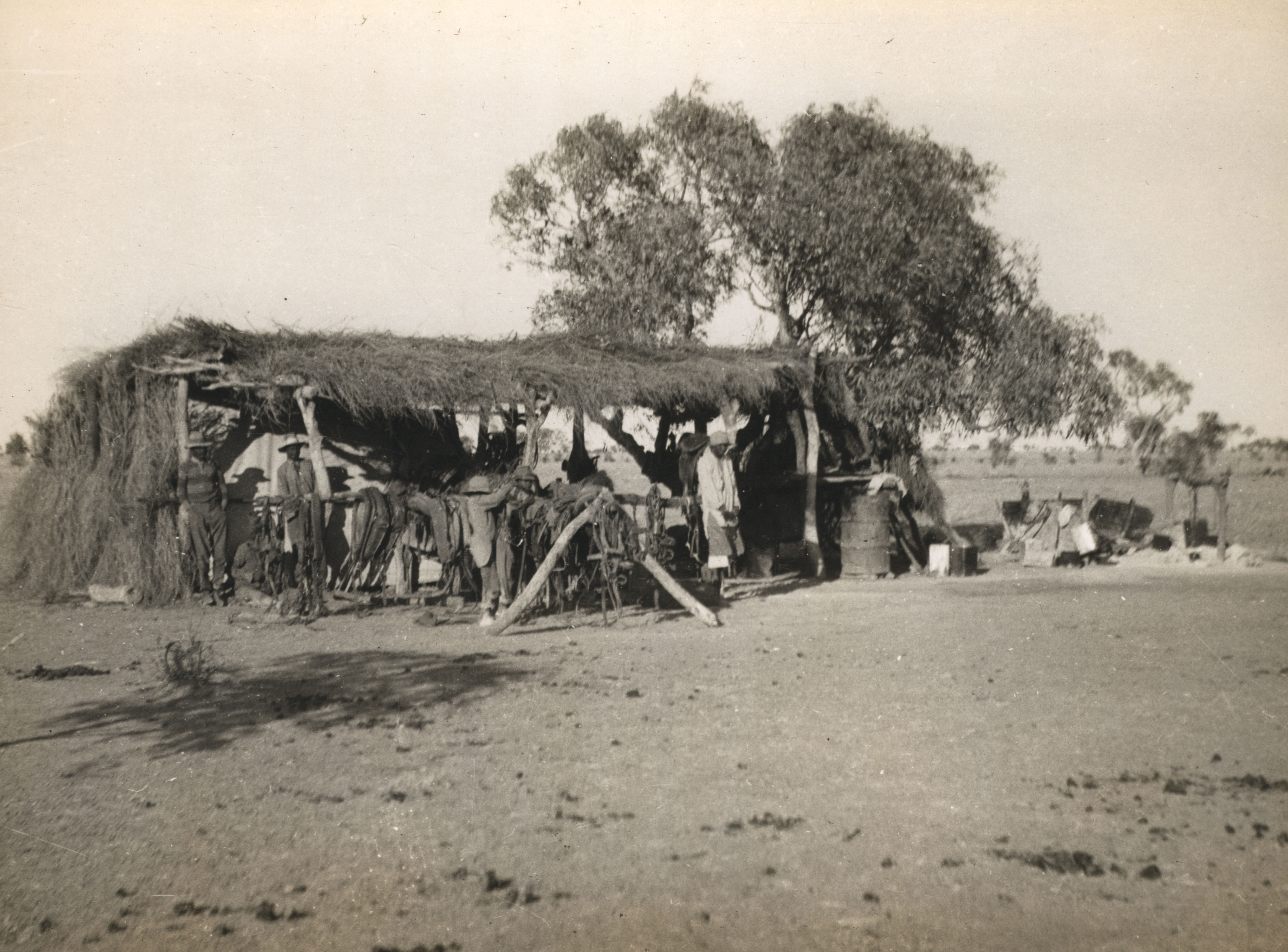 Stockmen from the Australian Agricultural Company setting up camp in the McArthur River region, Northern Territory, 22 July 1934 (Z241-211).