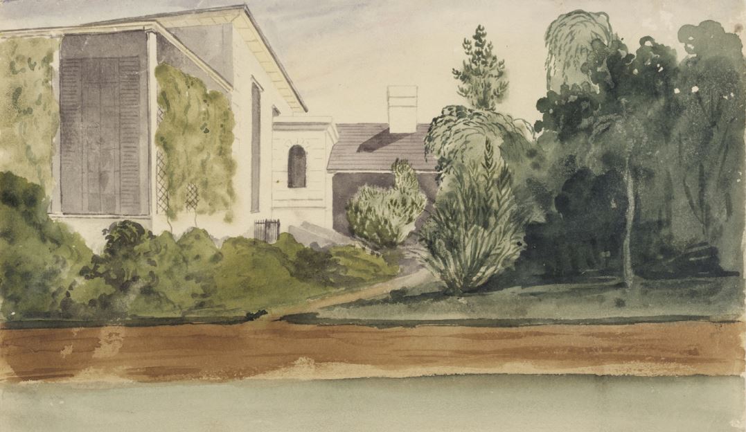Watercolour painting of Stroud House, unknown artist, 1850 (Courtesy of the State Library of New South Wales).
