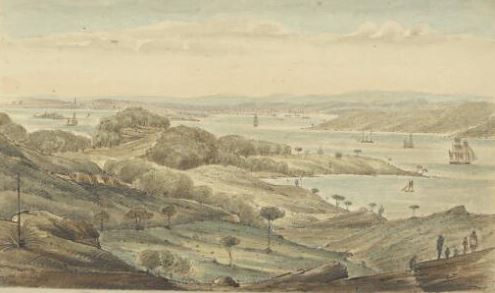 Painting of Sydney by Robert Marsh Westmacott, 1840s (Courtesy of the National Library of Australia).