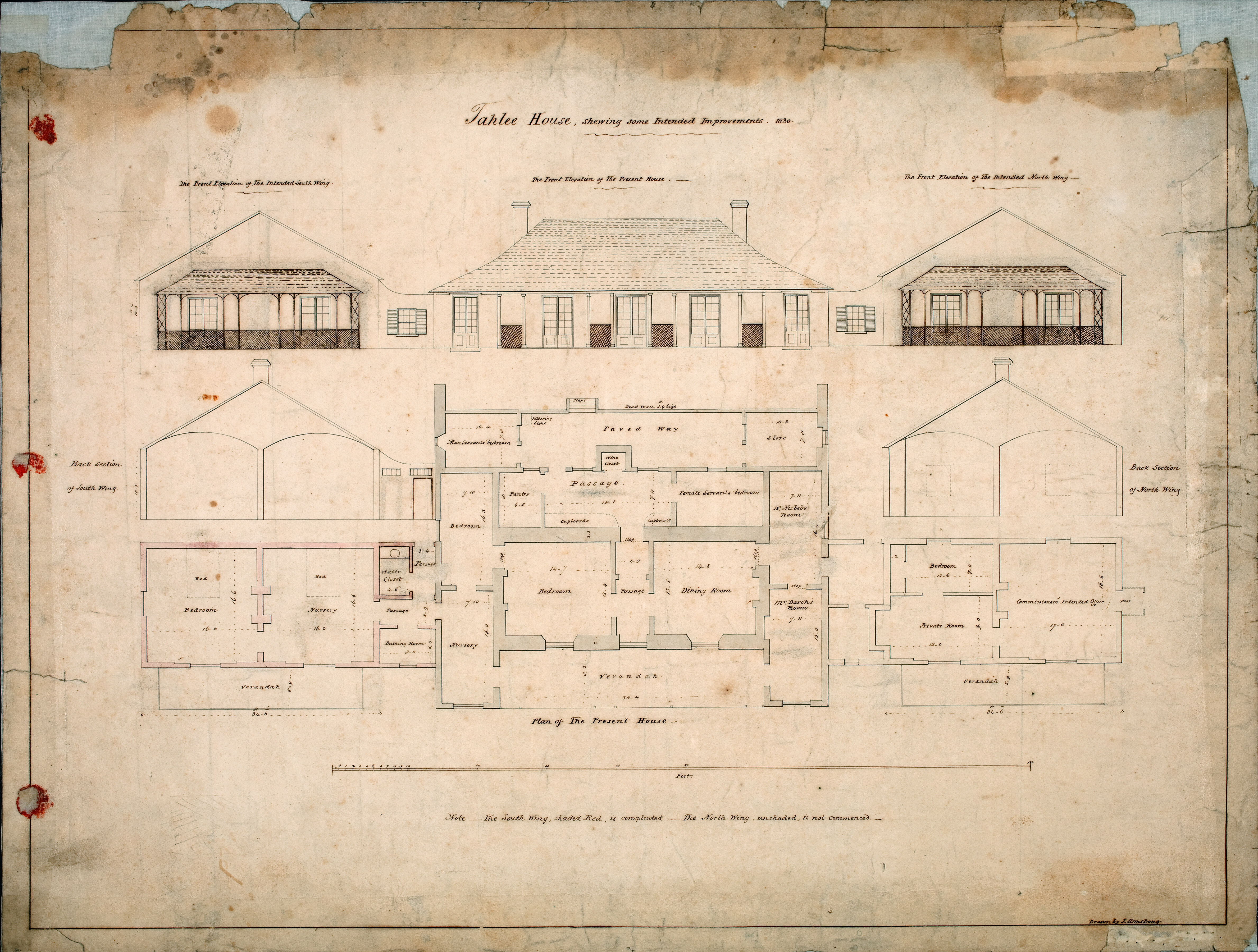 Tahlee House, Port Stephens Estate, 1830 (1-464, P11). Drawn by Australian Agricultural Company surveyor John Armstrong.