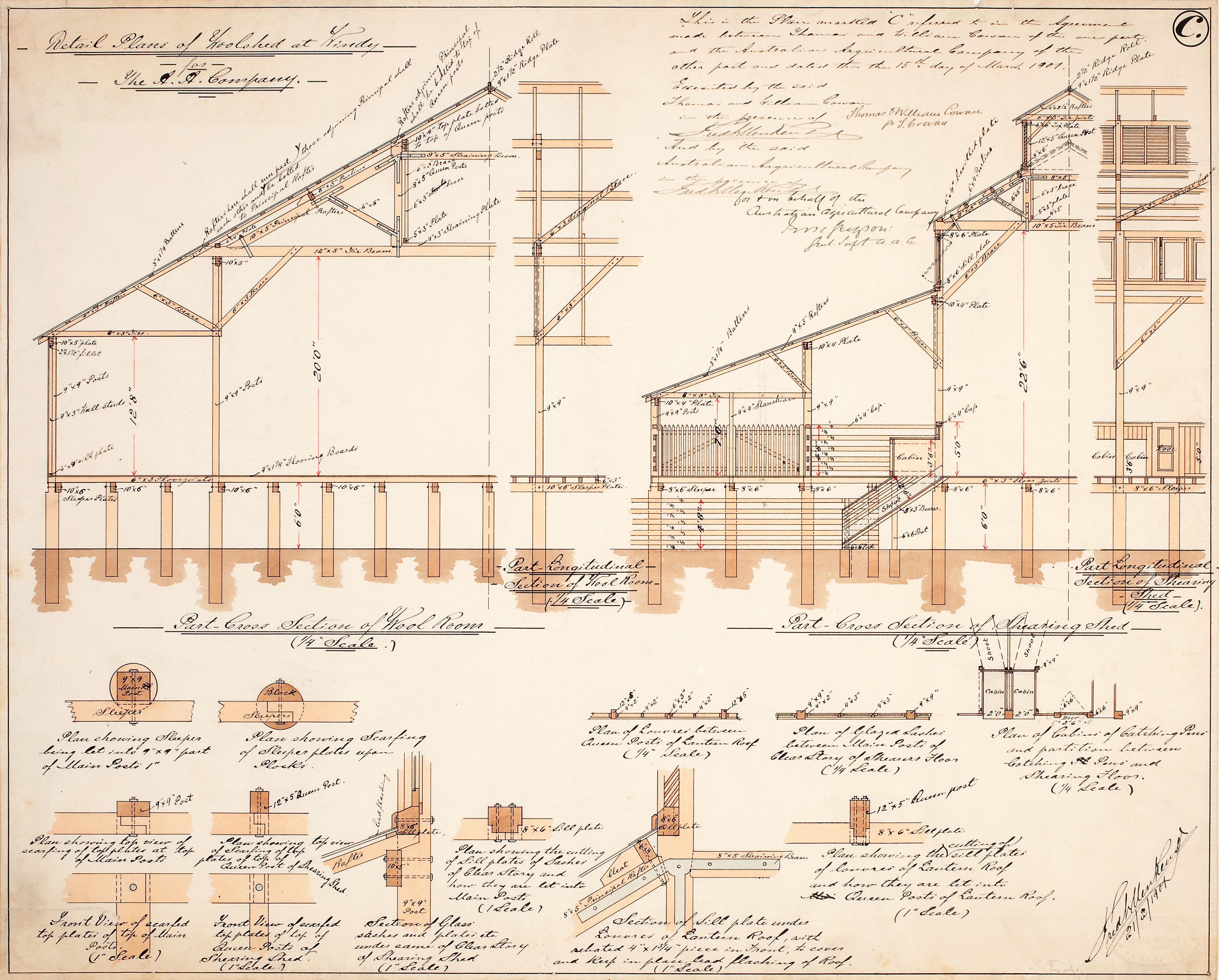 Plan of the woolshed at Windy Station, Warrah Estate, Liverpool Plains, New South Wales, 21 February 1901 (1-464-2). 