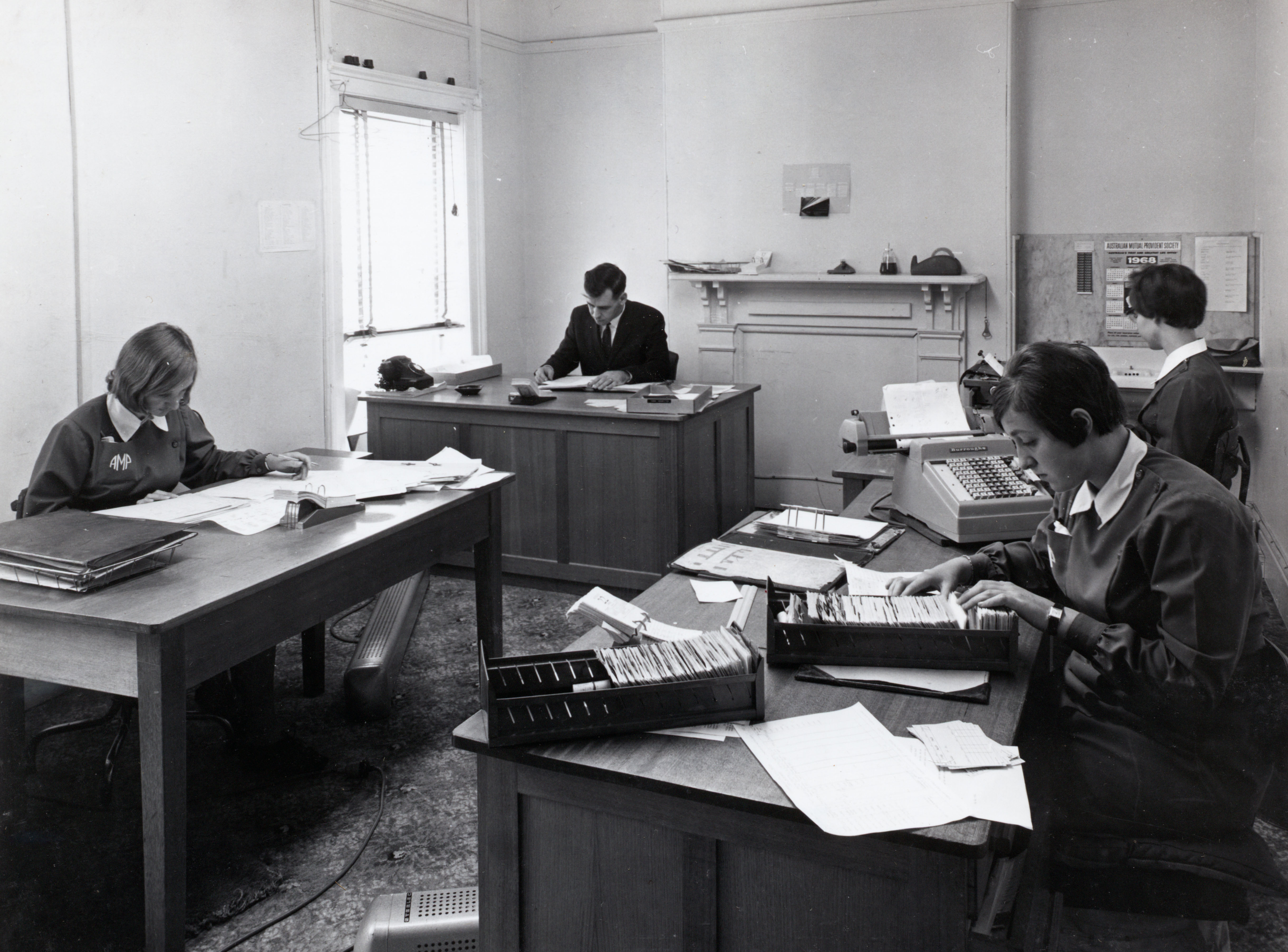 AMP staff working in the Hobart Office, Hobart, Tasmania, c. 1969 (N434-1310-14).