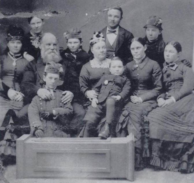 The Australian Mutual Provident Society's first full-time agent Benjamin Short, with his first wife and children, undated. 