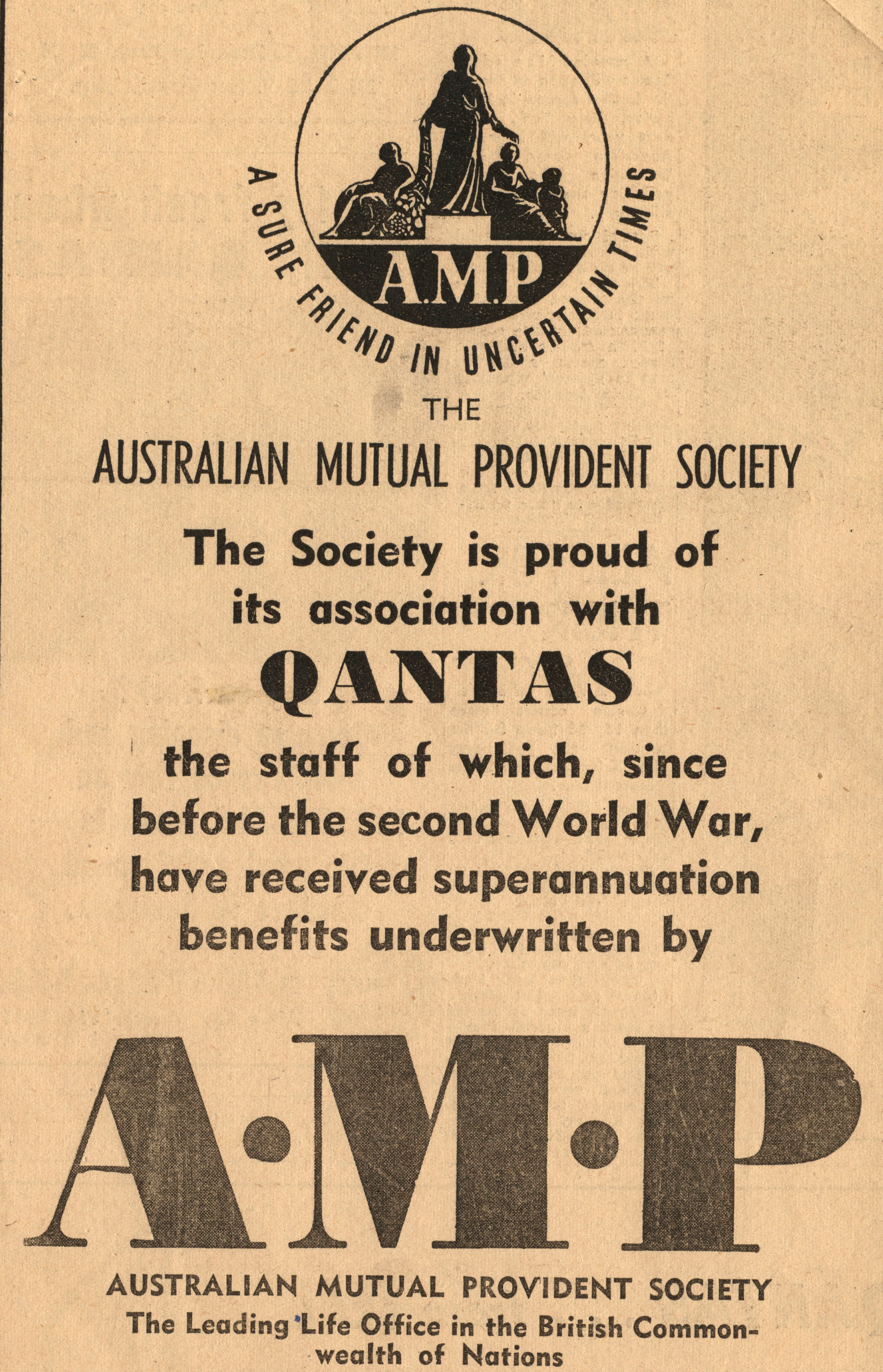 Advertisement for AMP Group Insurance for Qantas, Daily Mirror, 15 October 1956 (N434).