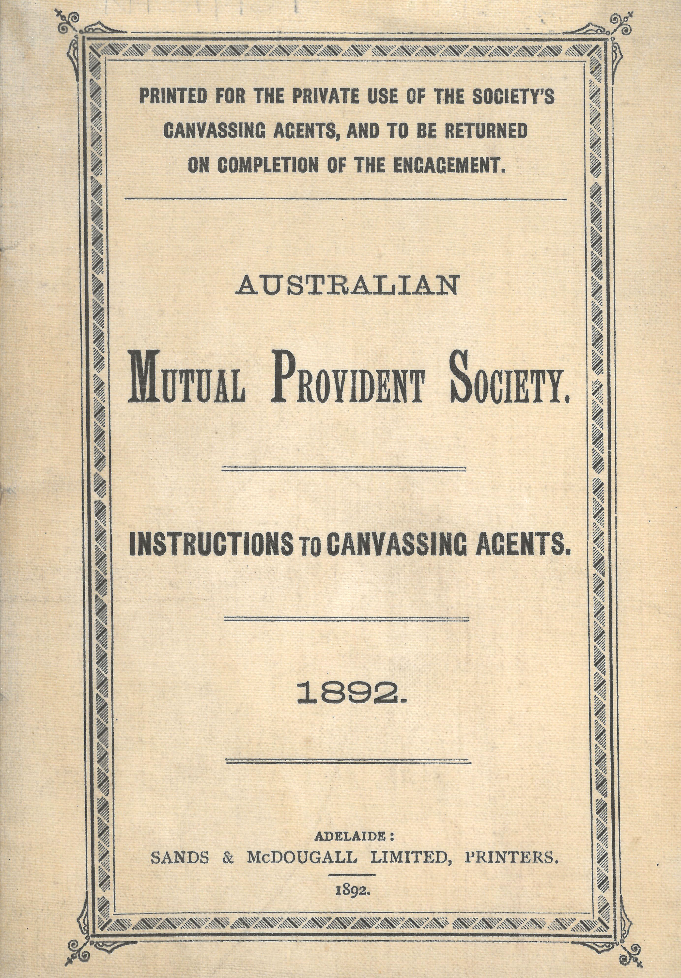 Instructions to Canvassing Agents, 1892 (N343-404).