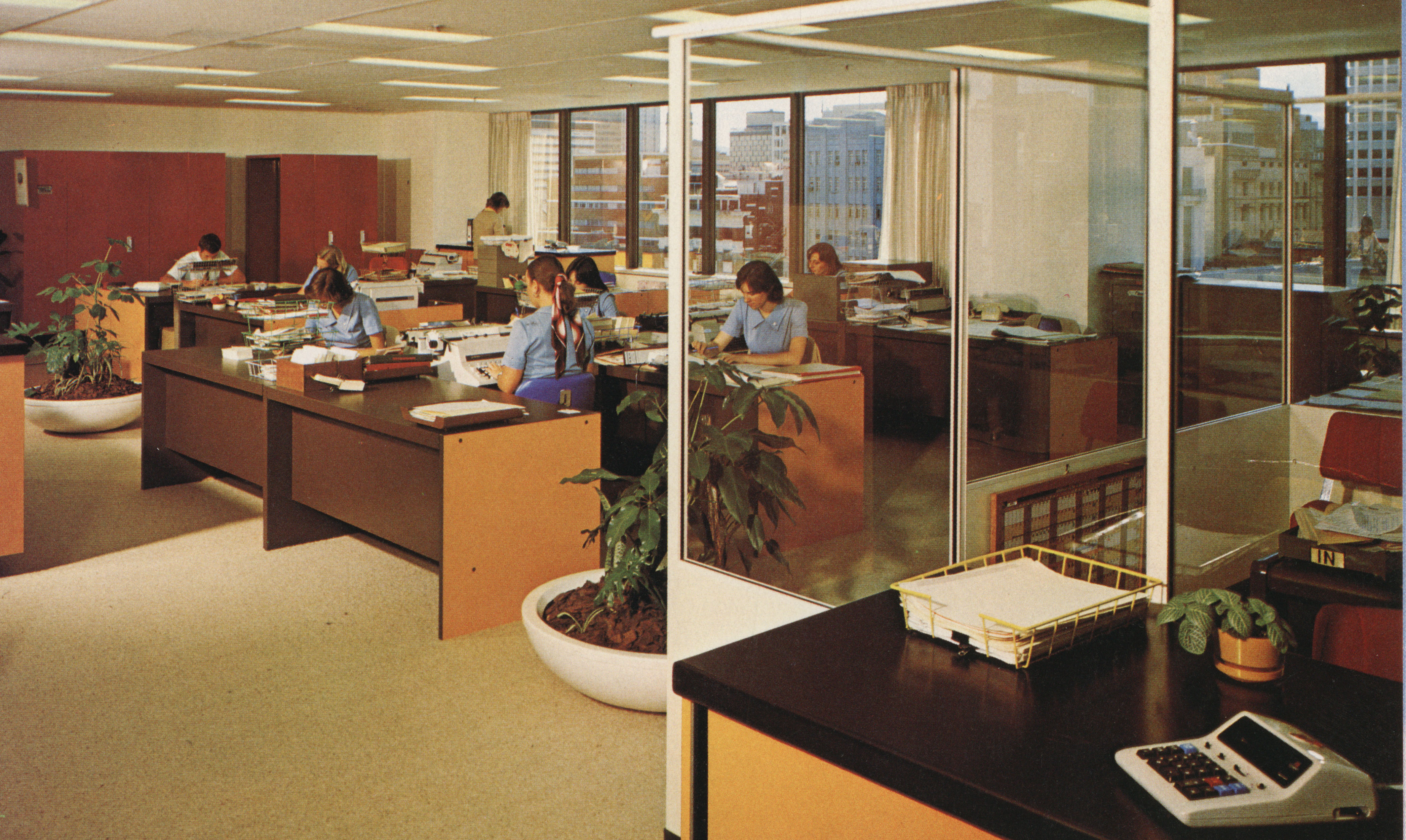 Staff working at AMP Place, Brisbane, Queensland, 1978 (N434-625).