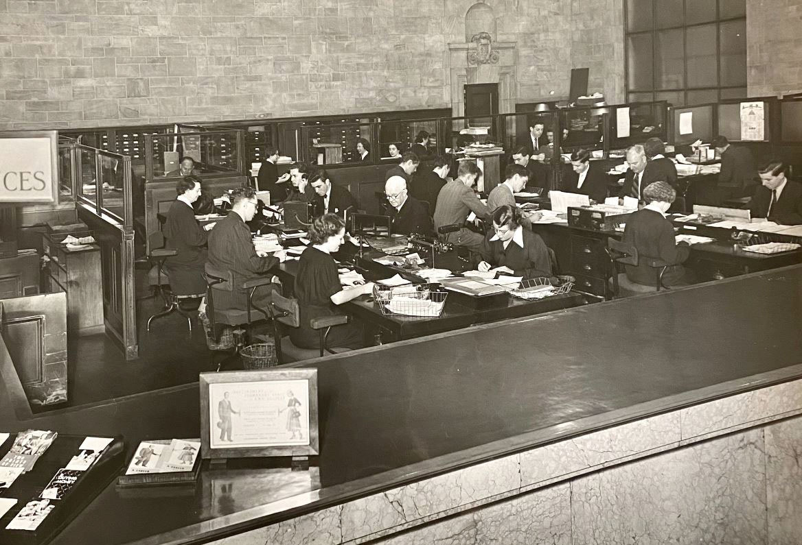 Staff working in the AMP New Business Department, Melbourne, Victoria, 1952 (N434).  