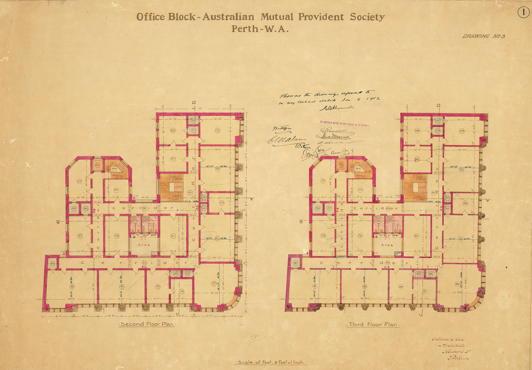 Architectural plan of AMP Office, Perth, Western Australia, 1912 (N434-1456).