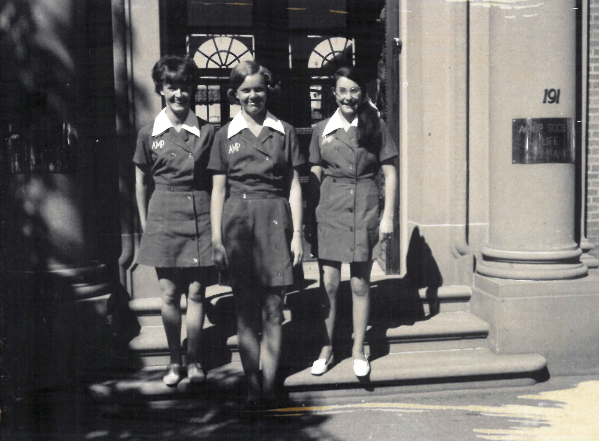 Staff members Penny Nielson, Jan Edwards and Barbara Huggett, AMP Office, Goulburn, New South Wales, 1970 (N434).