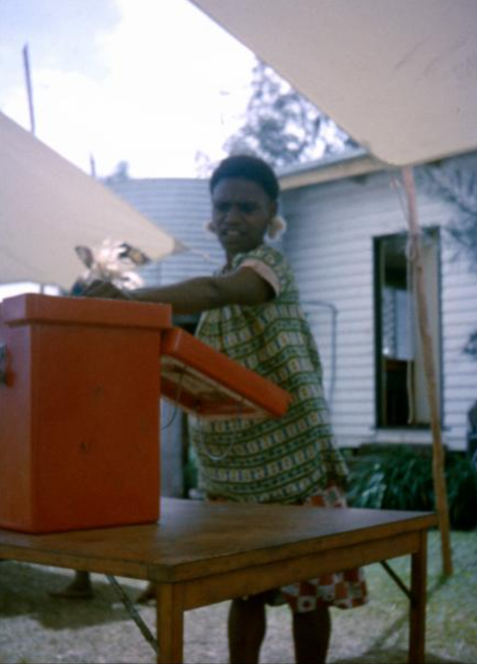 Woman voting