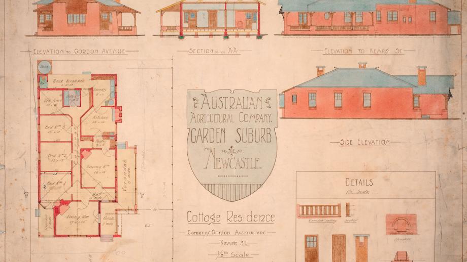 Design for a cottage located at Gordon Ave & Kemp St, Garden Suburb (Hamilton), New South Wales, c. 1914 (GS1, 1-467).
