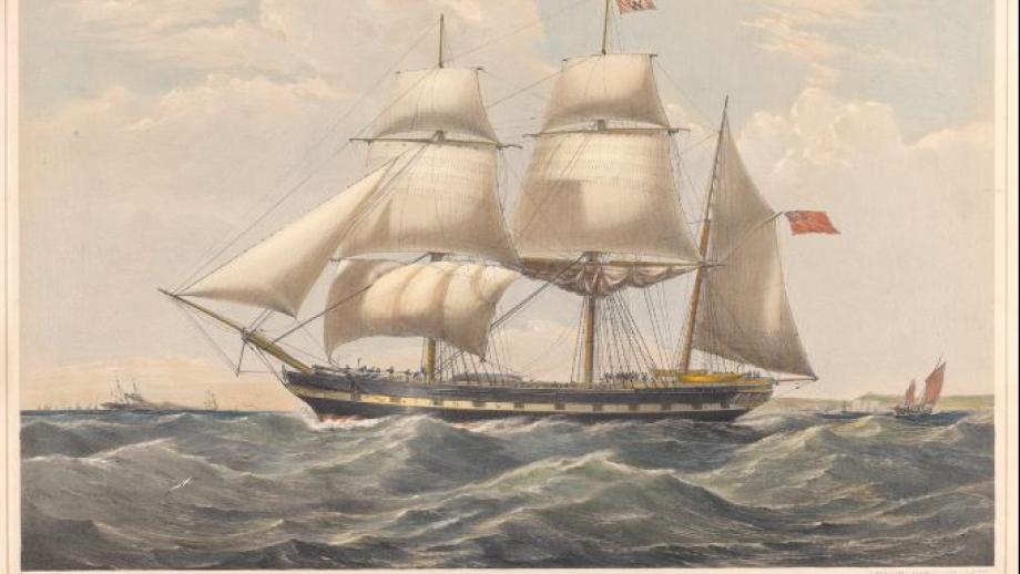Ship 'Tory' which was wrecked off the coast of Port Stephens, 1853 (Courtesy of Royal Greenwich Museums).