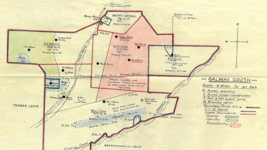 Map of South Galway Station, Queensland, c. 1950s (160-352). 