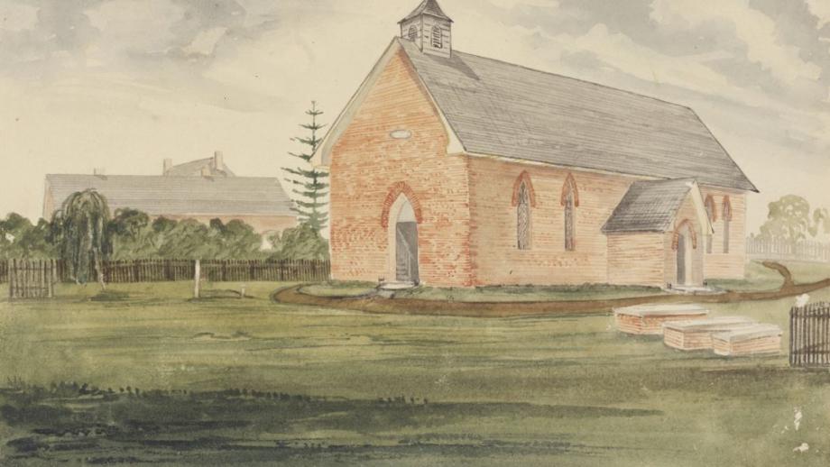 Stroud Church, unknown artist, 1850 (Courtesy of the State Library of New South Wales).