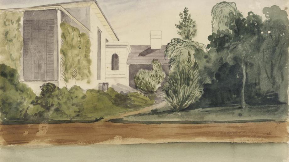 Watercolour painting of Stroud House, unknown artist, 1850 (Courtesy of the State Library of New South Wales).
