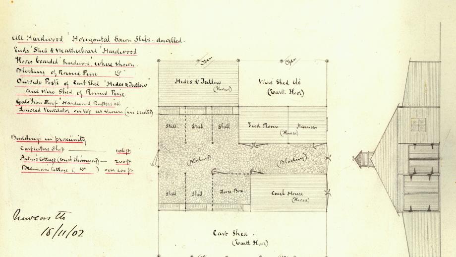 Plan of stables at Warrah, Liverpool Plains, New South Wales, 18 November 1902 (X558; 1-256-1). 