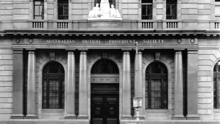 Exterior of the new AMP office, Brisbane, Queensland, 1934 (N434-1418). 