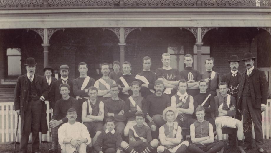 AMP Football Team, East Melbourne Ground, Victoria, 1902 (N434).