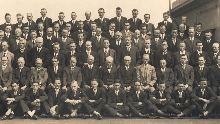 AMP Melbourne Office male staff, 1928 (N434-1329).