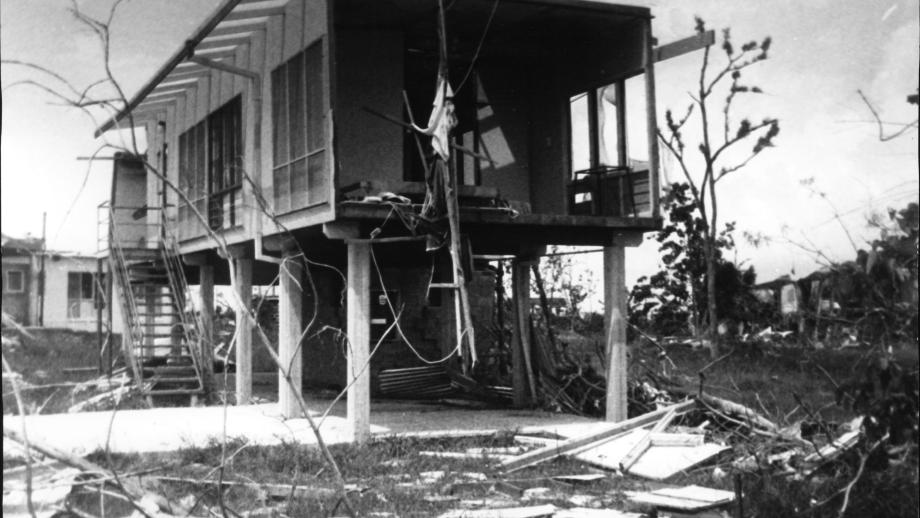 Damage to a home from Cyclone Tracy, Darwin, Northern Territory, 1974 (ANUA226-524). Photographer - Jim Toner.