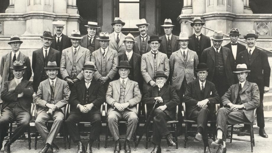 Attendees of the first annual conference of AMP agents from the New Zealand Ordinary Department, Wellington, New Zealand, 1922 (N434).