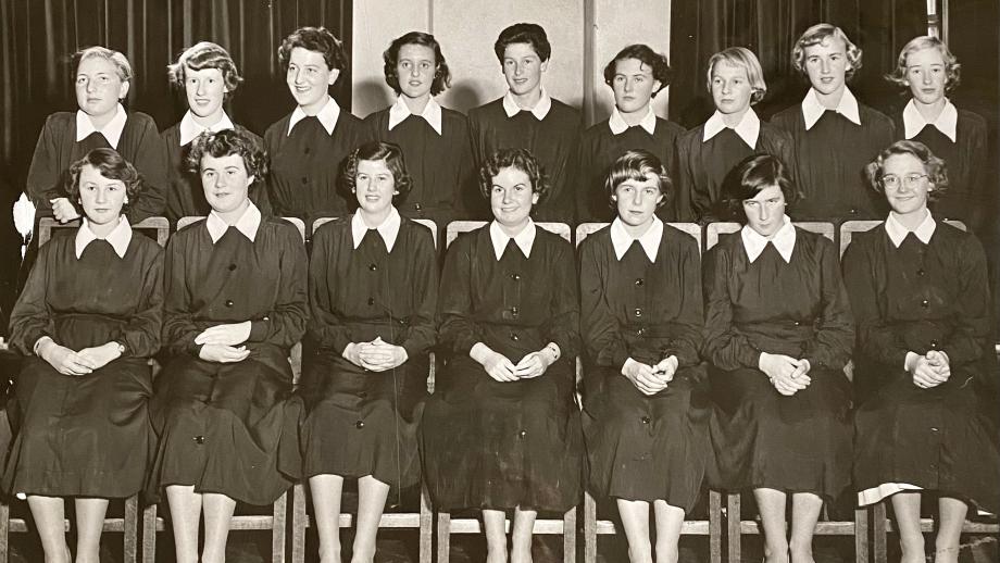Female staff from the AMP Melbourne Office, Melbourne, Victoria, 1952 (N434). 