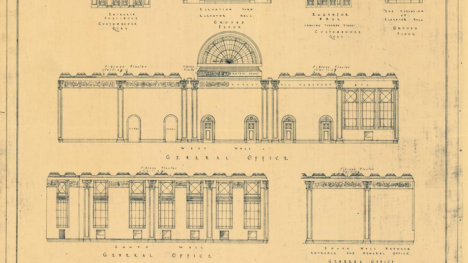 Architectural drawing of AMP Office, Wellington, New Zealand, 1925, Clere & Clere Architects (N434-1481).