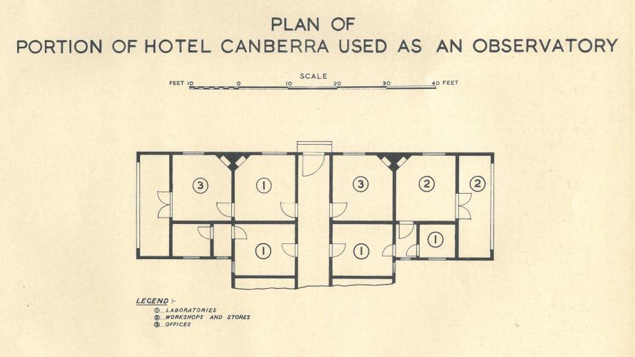 Plan of Hotel Canberra showing section used as observatory, early 1920s (ANUA119-49).