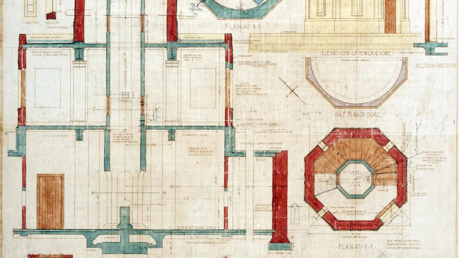 Plan of the Laboratory and Sun Telescope (Heliostat), 16 April 1926.