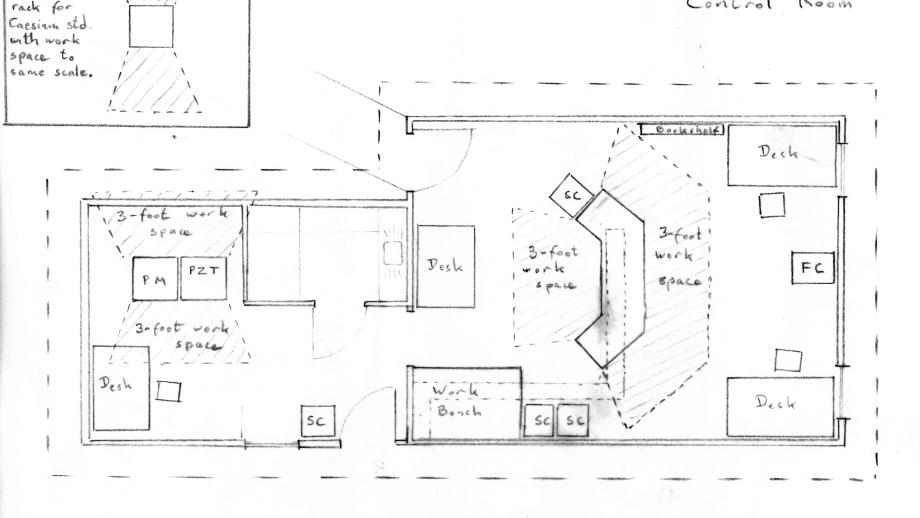 Sketch of the Clock Room and Photograhic Zenith Tube (PZT) Control Room used for the National Time Service, Mount Stromlo Observatory, undated.