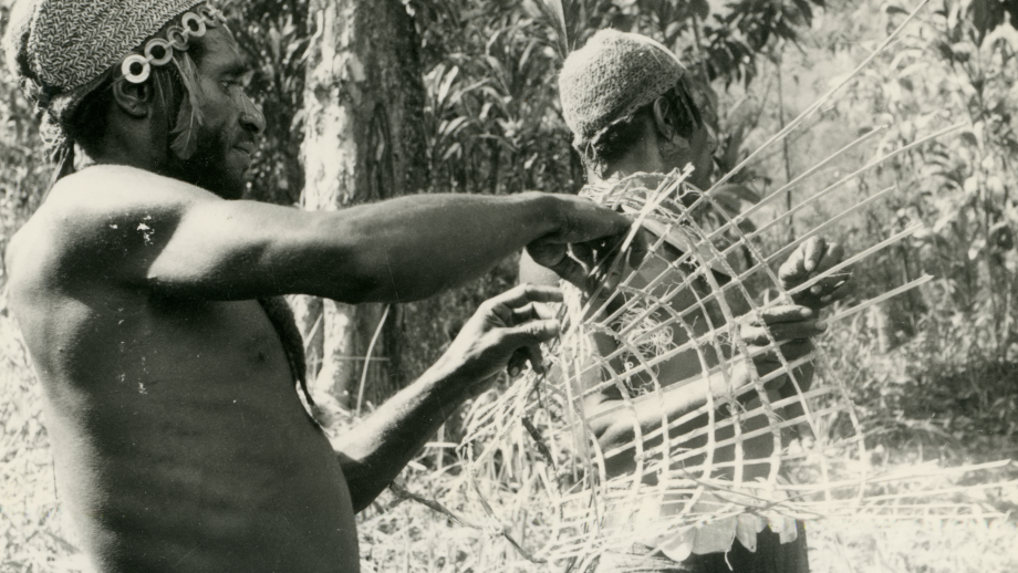 Man making ceremonial headdress