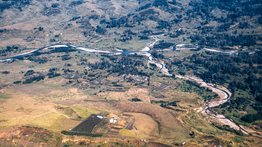 Aerial photograph of land in Papua New Guinea