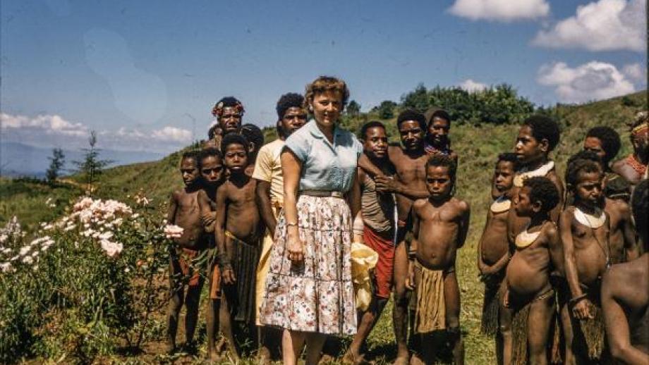 European woman with Papua New Guinean children