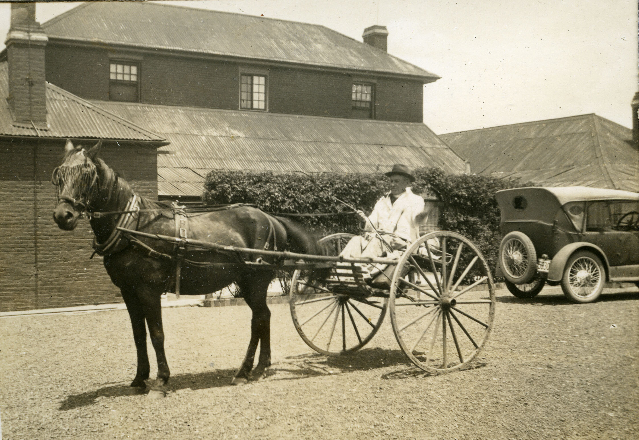 Reverend Higgins visiting Goonoo Goonoo, Peel Estate, New South Wales, 1921 (161-571). Photographer - Geoffrey T. A. Scott.
